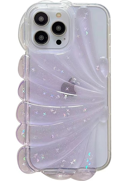 Xstepcase Apple iPhone 13 Pro Max Için 6.7 Inç Glitter Star Epoksi Telefon Kılıfı Yumuşak Tpu Deniz Kabuğu Şok Geçirmez Kapak (Yurt Dışından)