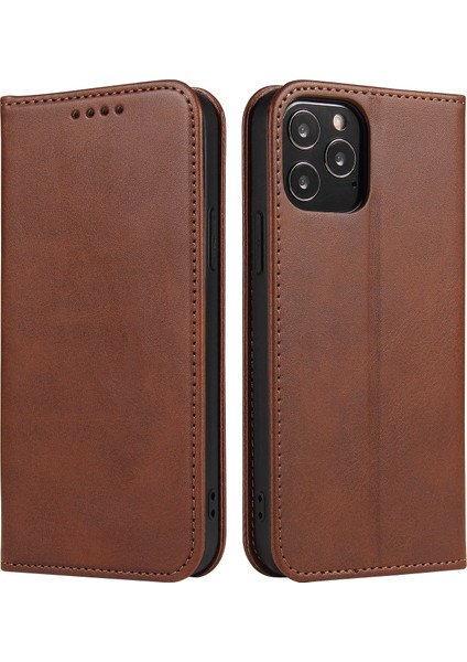 Xstepcase Buzağı Doku Deri Kapağı Apple iPhone 12 Pro Max 6.7 Inç, Manyetik Stand Telefon Kılıf Cüzdanı (Yurt Dışından)