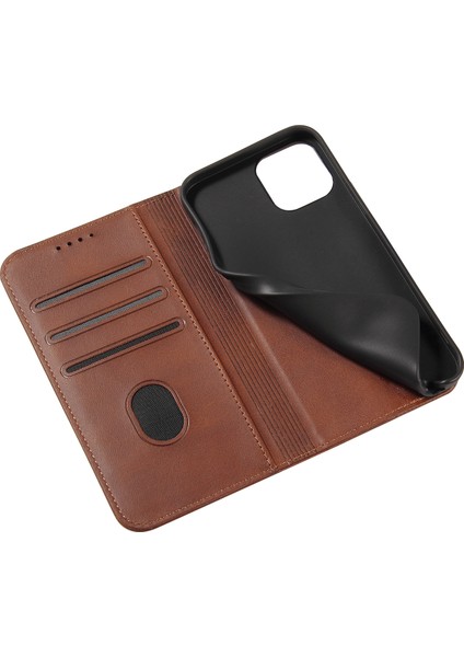 Xstepcase Buzağı Doku Deri Kapağı Apple iPhone 12 Pro Max 6.7 Inç, Manyetik Stand Telefon Kılıf Cüzdanı (Yurt Dışından)