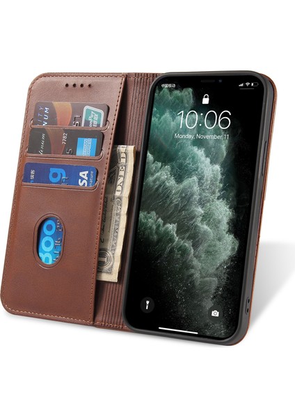Xstepcase Buzağı Doku Deri Kapağı Apple iPhone 12 Pro Max 6.7 Inç, Manyetik Stand Telefon Kılıf Cüzdanı (Yurt Dışından)
