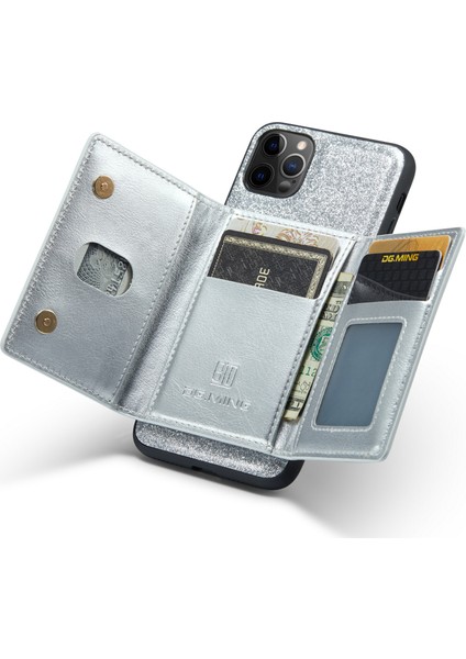 Xstepcase Apple iPhone 11 Pro Max Için 6.5 Inç Şok Geçirmez 2'si 1 Arada Parıltılı Manyetik Çıkarılabilir Fermuar Cep Kapağı Kickstand Pu Deri Kaplamalı Pc+Tpu Koruyucu Telefon Kasası (Yurt Dışından)
