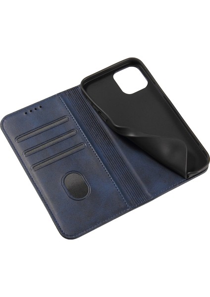 Xstepcase Buzağı Doku Deri Kapağı Apple iPhone 12 Pro Max 6.7 Inç, Manyetik Stand Telefon Kılıf Cüzdanı (Yurt Dışından)