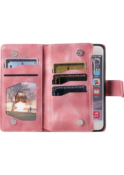 Xstepcase Apple iPhone 13 Mini 5.4 Inç Pu Deri Mandala Çiçek Baskılı Cüzdan Kılıfı Çoklu Kart Yuvası Manyetik Kapatma Zipper Cep Stand Kapağı Kayış (Yurt Dışından)