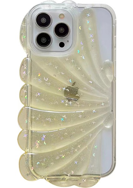 Xstepcase Apple iPhone 13 Pro Max Için 6.7 Inç Glitter Star Epoksi Telefon Kılıfı Yumuşak Tpu Deniz Kabuğu Şok Geçirmez Kapak (Yurt Dışından)