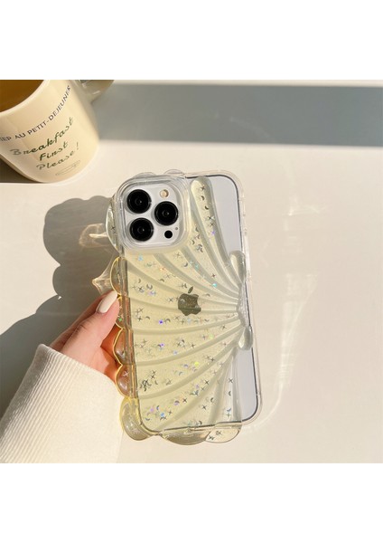 Xstepcase Apple iPhone 13 Pro Max Için 6.7 Inç Glitter Star Epoksi Telefon Kılıfı Yumuşak Tpu Deniz Kabuğu Şok Geçirmez Kapak (Yurt Dışından)