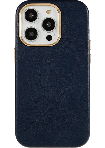 Xstepcase Apple iPhone 13 Pro 6.1 Inç Metal Düğmesi Tasarım Telefon Kapağı Pu Deri+Pc Iş Telefon Kılıfı Metal Lens Yüzük Çerçevesi (Yurt Dışından)