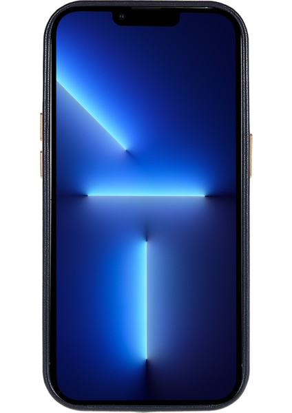 Xstepcase Apple iPhone 13 Pro 6.1 Inç Metal Düğmesi Tasarım Telefon Kapağı Pu Deri+Pc Iş Telefon Kılıfı Metal Lens Yüzük Çerçevesi (Yurt Dışından)