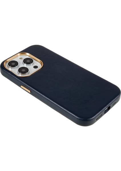 Xstepcase Apple iPhone 13 Pro 6.1 Inç Metal Düğmesi Tasarım Telefon Kapağı Pu Deri+Pc Iş Telefon Kılıfı Metal Lens Yüzük Çerçevesi (Yurt Dışından)