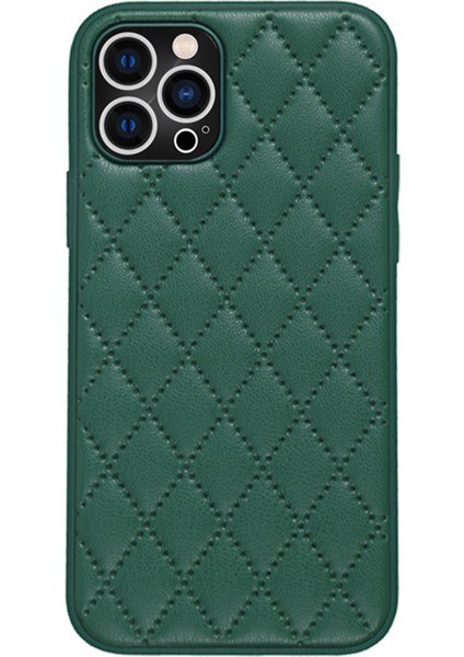 Xstepcase Apple iPhone 12 Pro Max 6.7 Inç Için Arka Kasa, Rhombus Doku Pu Deri+Tpu Damla Geçirmez Telefon Kapak Kabuğu (Yurt Dışından)