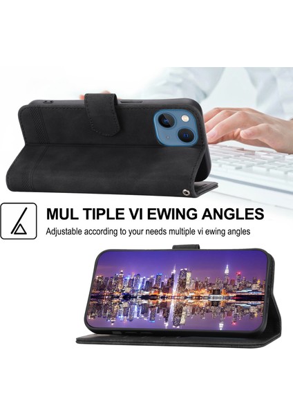 Xstepcase Dierfeng Df-03 Apple iPhone 13 6.1 Inç Için Anti-Fall Telefon Kapağı, Stand Cüzdanı Pu Deri Çizgileri Baskılı Anti-Çizik Telefon Kılıfı (Yurt Dışından) fırsatları