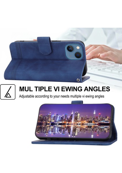 Xstepcase Dierfeng Df-03 Apple iPhone 13 6.1 Inç Için Anti-Fall Telefon Kapağı, Stand Cüzdanı Pu Deri Çizgileri Baskılı Anti-Çizik Telefon Kılıfı (Yurt Dışından) fırsatları