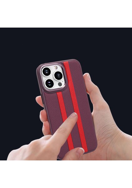 Xstepcase Apple iPhone 13 Pro 6.1 Inç Şok Geçirmez Dört Köşe Hava Yastığı Şeritleri Pu Pu Deri Kaplamalı Tpu Kılıf Metal Düğmesi ile Arka Kapak (Yurt Dışından)