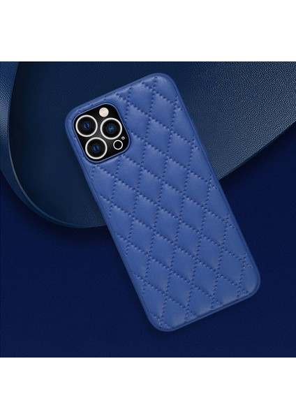 Xstepcase Apple iPhone 13 Pro Max Için 6.7 Inç Rhombus Doku Pu Deri+Tpu Anti-Slatch Telefon Kapak Kabuğu (Yurt Dışından)