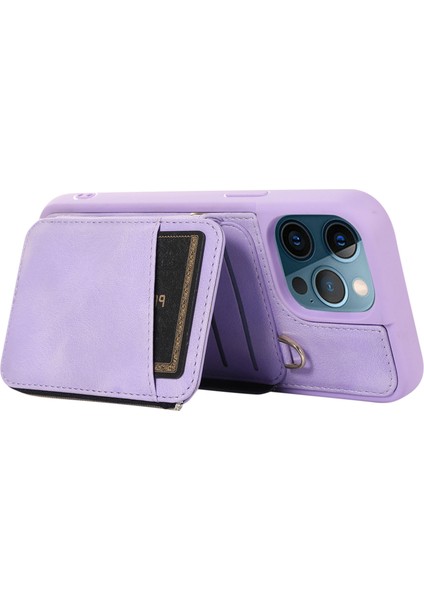 Xstepcase Apple iPhone 13 Pro 6.1 Inç Kart Torbası Tasarım Kickstand Cover Pu Deri Kaplamalı Tpu Telefon Kılıfı El ve Omuz Kayışı (Yurt Dışından) modelleri