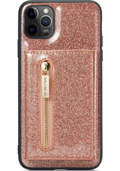 Xstepcase Apple iPhone 11 Pro Max Için 6.5 Inç Şok Geçirmez 2'si 1 Arada Parıltılı Manyetik Çıkarılabilir Fermuar Cep Kapağı Kickstand Pu Deri Kaplamalı Pc+Tpu Koruyucu Telefon Kasası (Yurt Dışından)