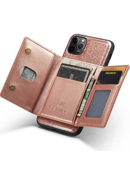 Xstepcase Apple iPhone 11 Pro Max Için 6.5 Inç Şok Geçirmez 2'si 1 Arada Parıltılı Manyetik Çıkarılabilir Fermuar Cep Kapağı Kickstand Pu Deri Kaplamalı Pc+Tpu Koruyucu Telefon Kasası (Yurt Dışından)