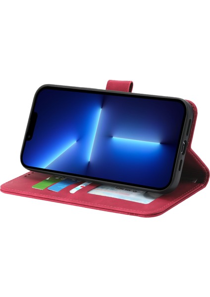 Xstepcase Dierfeng Df-03 Apple iPhone 13 Pro Max 6.7 Inç Için Telefon Kılıfı, Pu Deri Çizgiler Basılı Cüzdan Stand Kapağı (Yurt Dışından)