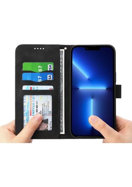 Xstepcase Apple iPhone 13 Pro 6.1 Inç Için Dierfeng Df-03 Pu Deri Kılıf, Çizgiler Basılı Cüzdan Stand Koruyucu Telefon Kapağı (Yurt Dışından)