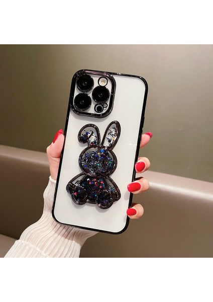 Xstepcase Apple iPhone 13 Pro Max Için 6.7 Inç Hızlı ve Tavşan Dekor Telefon Geri Kasa Elektrokaplama Yumuşak Tpu Damla Geçirmez Kapak Temsillalı Cam Lens Koruyucu Film (Yurt Dışından)