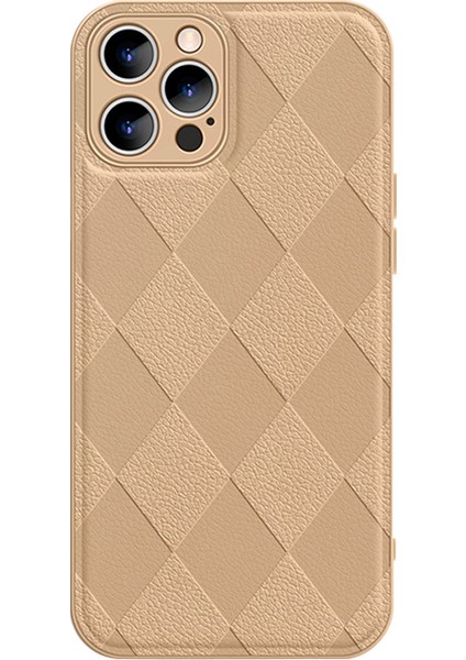Xstepcase Apple iPhone 12 Pro Max Için 6.7 Inç Anti-Drop Rhombus Için Pu Deri Kaplamalı Pc+Tpu Telefon Kapağı Arka Kabuk (Yurt Dışından)