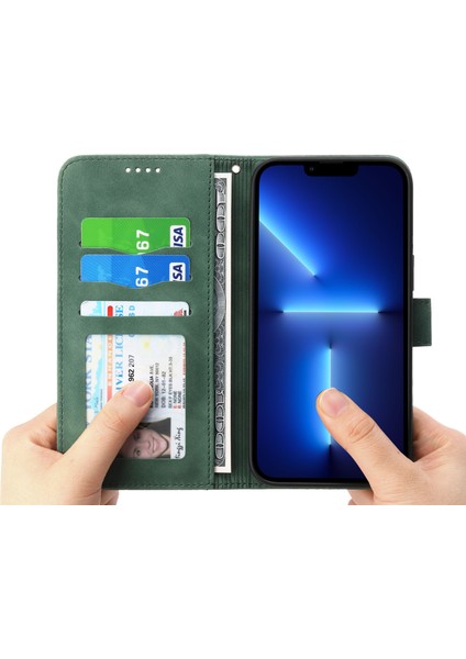 Xstepcase Dierfeng Df-03 Apple iPhone 13 Pro Max 6.7 Inç Için Telefon Kılıfı, Pu Deri Çizgiler Basılı Cüzdan Stand Kapağı (Yurt Dışından)