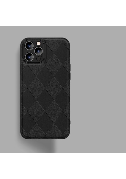 Xstepcase Apple iPhone 12 Pro Max Için 6.7 Inç Anti-Drop Rhombus Için Pu Deri Kaplamalı Pc+Tpu Telefon Kapağı Arka Kabuk (Yurt Dışından)