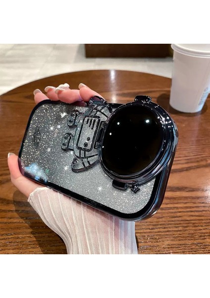 Xstepcase Apple iPhone 13 Pro 6.1 Inç Uzaylı Glitter Glitter Anti-Fall Şok Geçirmez Kasa Için Elektroduat Tpu Telefon Kasası Lens Kapağı Kickstand ile (Yurt Dışından)