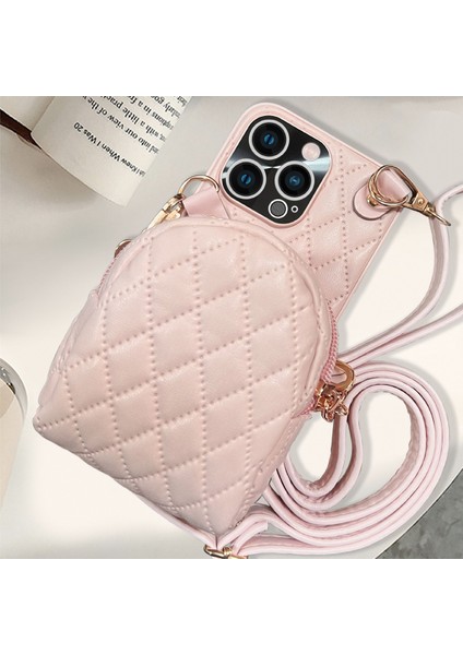 Xstepcase Apple iPhone 13 Pro Max Için 6.7 Inç Baskılı Rhombus Desen Çıkarılabilir Kart Tutucu Telefon Kılıfı Pu Deri Kaplamalı Pc Crossbody Fermuar Çanta Kapağı Omuz Kayışı ile (Yurt Dışından)