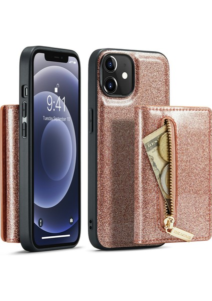 Xstepcase Apple iPhone 12/12 Pro 6.1 Inç 2'si 1 Arada Pu Deri Kaplamalı Pc+Tpu Bırak Geri Kanıtı Kickstand Tasarım Manyetik Çıkarılabilir Fermuar Cüzdan Telefon Kapağı (Yurt Dışından)