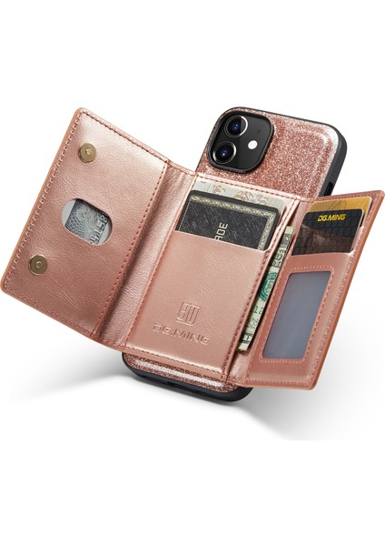 Xstepcase Apple iPhone 12/12 Pro 6.1 Inç 2'si 1 Arada Pu Deri Kaplamalı Pc+Tpu Bırak Geri Kanıtı Kickstand Tasarım Manyetik Çıkarılabilir Fermuar Cüzdan Telefon Kapağı (Yurt Dışından)