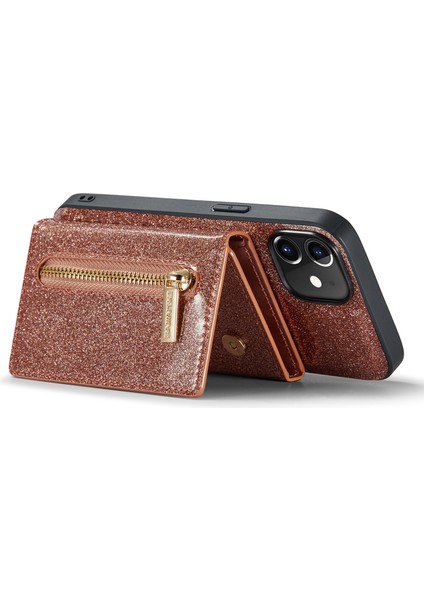 Xstepcase Apple iPhone 12/12 Pro 6.1 Inç 2'si 1 Arada Pu Deri Kaplamalı Pc+Tpu Bırak Geri Kanıtı Kickstand Tasarım Manyetik Çıkarılabilir Fermuar Cüzdan Telefon Kapağı (Yurt Dışından)