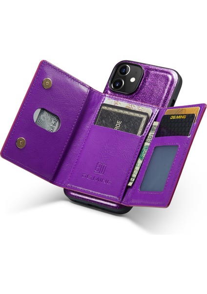 Xstepcase Apple iPhone 12/12 Pro 6.1 Inç 2'si 1 Arada Pu Deri Kaplamalı Pc+Tpu Bırak Geri Kanıtı Kickstand Tasarım Manyetik Çıkarılabilir Fermuar Cüzdan Telefon Kapağı (Yurt Dışından)