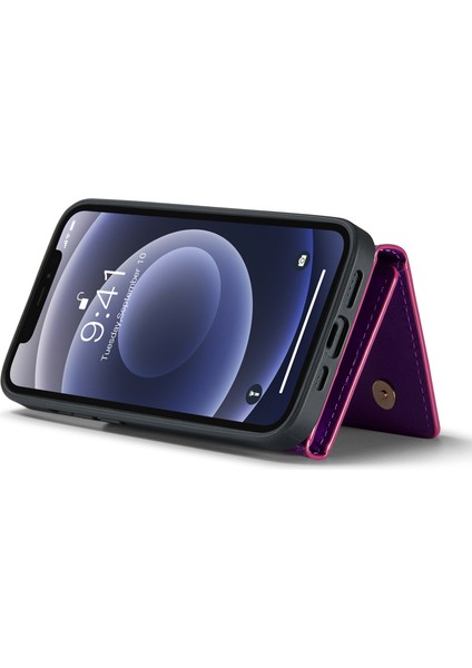 Xstepcase Apple iPhone 12/12 Pro 6.1 Inç 2'si 1 Arada Pu Deri Kaplamalı Pc+Tpu Bırak Geri Kanıtı Kickstand Tasarım Manyetik Çıkarılabilir Fermuar Cüzdan Telefon Kapağı (Yurt Dışından)