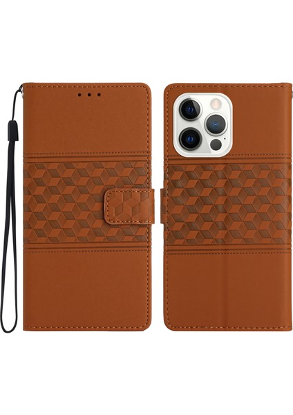 Xstepcase Apple iPhone 13 Pro Max Için 6.7 Inç Anti-Drop Retro Cep Telefon Kılıf Stand Standı Pu Deri Deri Deri Dostu Telefon Kapağı Kayışlı (Yurt Dışından)