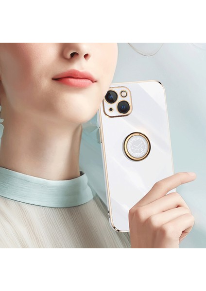 Xstepcase Apple iPhone 13 Mini 5.4 Inç Için Xinli Yüzük Kickstand Back Shell, Anti-Drop Elektrokaplatma Altın Kenar Kılıf Yumuşak Tpu Kapak (Yurt Dışından)