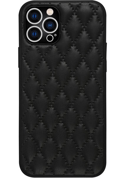 Xstepcase Apple iPhone 13 Pro 6.1 Inç Için Arka Kasa, Yumru Geçirmez Eşkenar Dörtgen Doku Pu Deri+Tpu Çizgiye Karşı (Yurt Dışından)