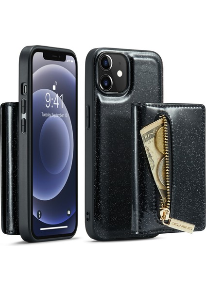 Xstepcase Apple iPhone 12/12 Pro 6.1 Inç 2'si 1 Arada Pu Deri Kaplamalı Pc+Tpu Bırak Geri Kanıtı Kickstand Tasarım Manyetik Çıkarılabilir Fermuar Cüzdan Telefon Kapağı (Yurt Dışından)