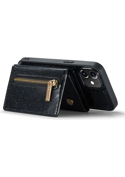 Xstepcase Apple iPhone 12/12 Pro 6.1 Inç 2'si 1 Arada Pu Deri Kaplamalı Pc+Tpu Bırak Geri Kanıtı Kickstand Tasarım Manyetik Çıkarılabilir Fermuar Cüzdan Telefon Kapağı (Yurt Dışından)