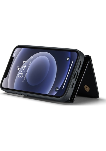 Xstepcase Apple iPhone 12/12 Pro 6.1 Inç 2'si 1 Arada Pu Deri Kaplamalı Pc+Tpu Bırak Geri Kanıtı Kickstand Tasarım Manyetik Çıkarılabilir Fermuar Cüzdan Telefon Kapağı (Yurt Dışından)