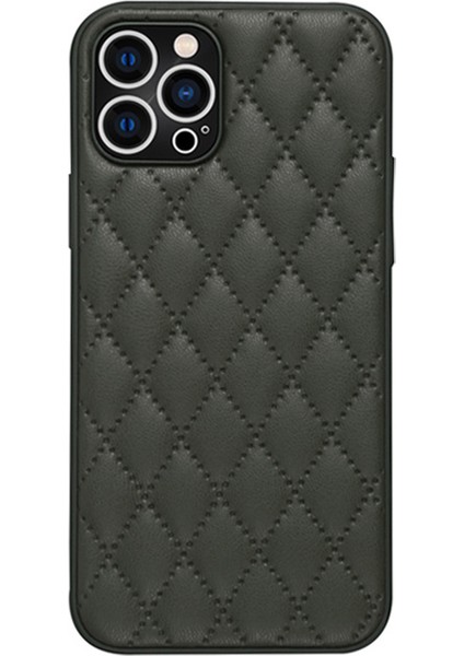 Xstepcase Apple iPhone 12 Pro 6.1 Inç Rhombus Doku Pu Deri+Tpu Çarpışmaya Dayanıklı Telefon Kapak Kabuğu (Yurt Dışından)