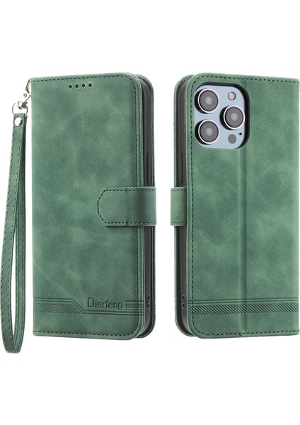 Xstepcase Dierfeng Df-03 Apple iPhone 12 Pro Max 6.7 Inç Için Deri Telefon Kasası, Çizgiler Basmış Telefon Kabuğu Flip Cüzdan Kapak Standı (Yurt Dışından)