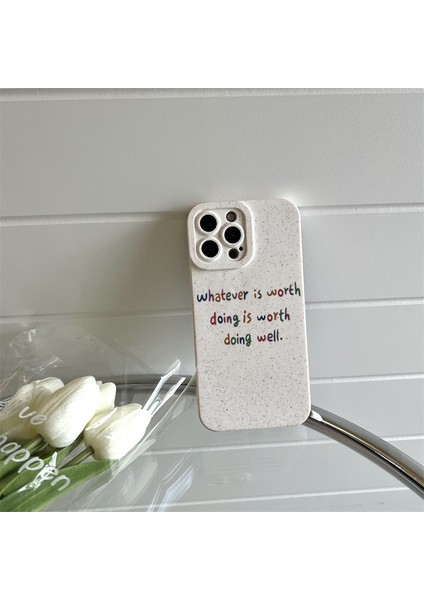Xstepcase Apple iPhone 12 Pro 6.1 Inç Için Buğday Saman Telefon Kasası, Anti-Çizik Basit Ingilizce Harfler Bozunabilir Cep Telefonu Kapağı (Yurt Dışından)