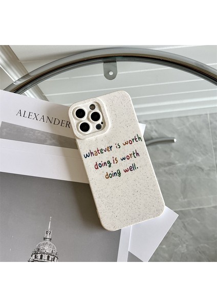 Xstepcase Apple iPhone 12 Pro Max Için 6.7 Inç Şok Geçirmez Basit Ingilizce Harfler Cep Telefonu Kapağı Bozulabilir Buğday Saman Telefon Kılıfı (Yurt Dışından)