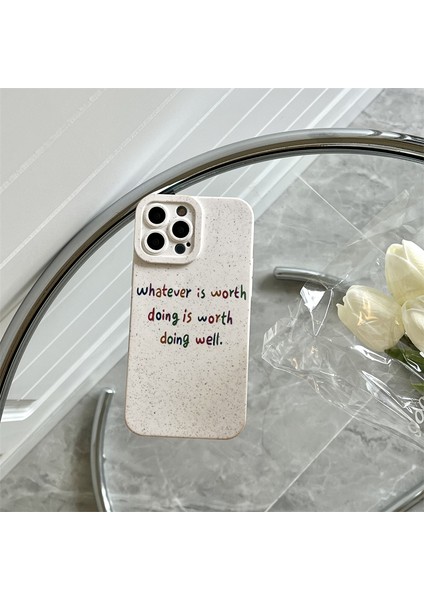 Xstepcase Apple iPhone 12 Pro Max Için 6.7 Inç Şok Geçirmez Basit Ingilizce Harfler Cep Telefonu Kapağı Bozulabilir Buğday Saman Telefon Kılıfı (Yurt Dışından)
