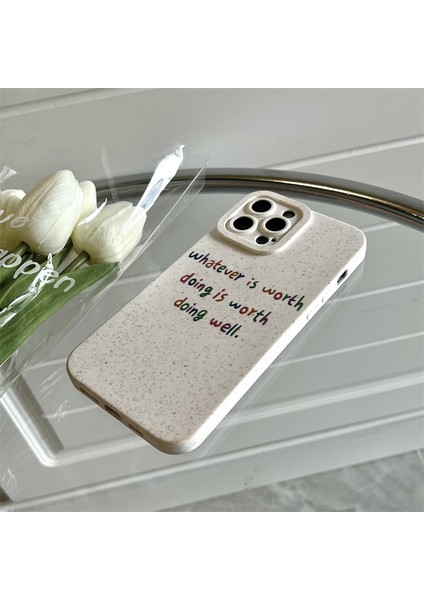 Xstepcase Apple iPhone 12 Pro Max Için 6.7 Inç Şok Geçirmez Basit Ingilizce Harfler Cep Telefonu Kapağı Bozulabilir Buğday Saman Telefon Kılıfı (Yurt Dışından)