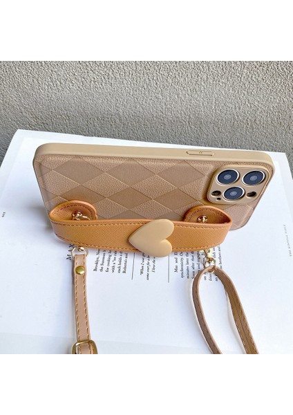 Xstepcase Apple iPhone 12 Pro 6.1 Inç Için Love Heart Bileklik Şok-Absorbing Rhombus Baskılı Pu Deri Kaplamalı Pc+Tpu Telefon Kapak Omuz Kayışı ile Geri Kabuk (Yurt Dışından)