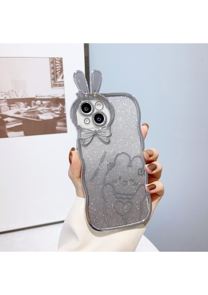 Xstepcase Apple iPhone 13 6.1 Inç Tavşan Tasarım Elektraplatma Yumuşak Tpu Kapak Gradyan Pırıltılı Telefon Kılıfı (Yurt Dışından)