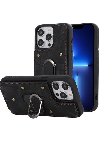 Xstepcase Apple iPhone 13 Pro 6.1 Inç Kart Torbası Tasarım Anti-Fall Cilt Touch Pu Deri Kaplamalı Tpu Geri Kılıfla Manyetik Yüzük Kickstand (Yurt Dışından)