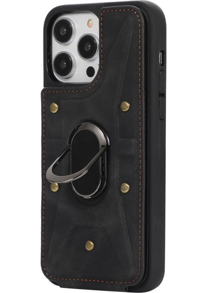 Xstepcase Apple iPhone 13 Pro 6.1 Inç Kart Torbası Tasarım Anti-Fall Cilt Touch Pu Deri Kaplamalı Tpu Geri Kılıfla Manyetik Yüzük Kickstand (Yurt Dışından)