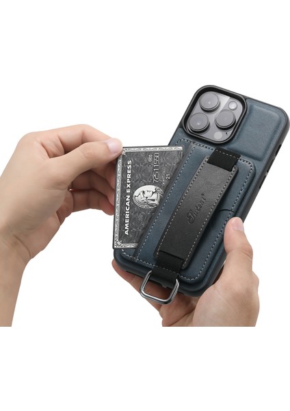 Xstepcase Suteni H13 Apple iPhone 13 Pro 6.1 Inç Damla Dayanıklı Kart Bant Döngü Tutucu Kickstand Pu Deri Kaplamalı Tpu Koruyucu Telefon Kapağı (Yurt Dışından)